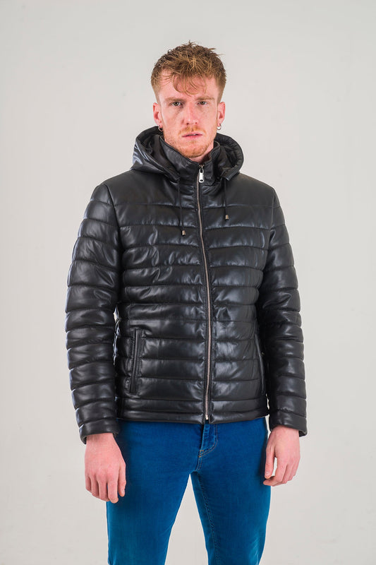 Andrew Quilted Puffer Leather Jacket-CW Leather-Andrew Quilted Puffer Leather Jacket-Men's Leather Jacket