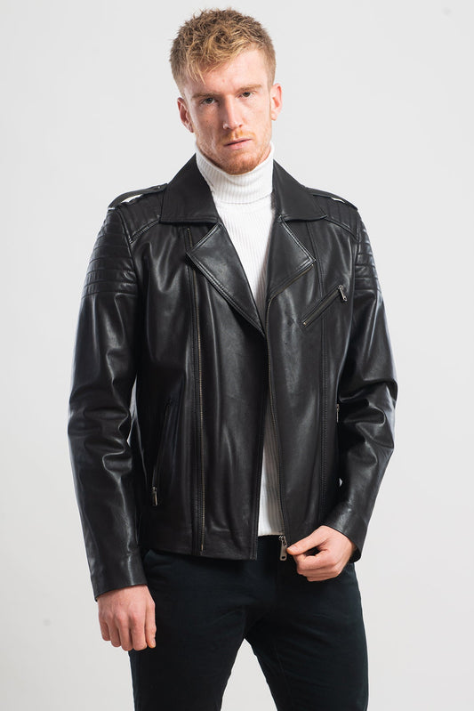 Brandon Moto Leather Jacket - Edgy Sophistication for the Style Savvy-CW Leather-Brandon Moto Leather Jacket - Edgy Sophistication for the Style Savvy-Men's Leather Jacket