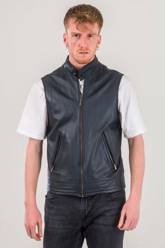 Caleb Modern Leather Vest - Edgy Layering for the Fashion-Forward-CW Leather-Caleb Modern Leather Vest - Edgy Layering for the Fashion-Forward-Men's Leather Jacket